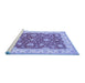 Sideview of Machine Washable Persian Blue Traditional Rug, wshtr1821blu