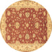 Round Persian Brown Traditional Rug, tr1821brn