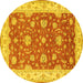 Round Machine Washable Persian Yellow Traditional Rug, wshtr1821yw