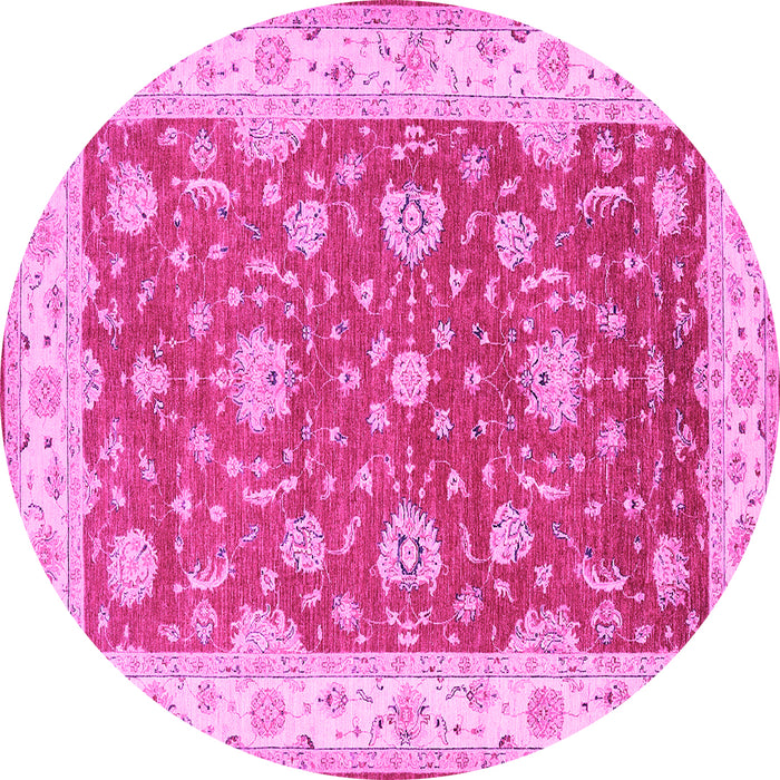 Round Persian Pink Traditional Rug, tr1821pnk