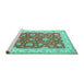 Sideview of Machine Washable Persian Turquoise Traditional Area Rugs, wshtr1821turq