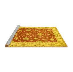 Sideview of Machine Washable Persian Yellow Traditional Rug, wshtr1821yw