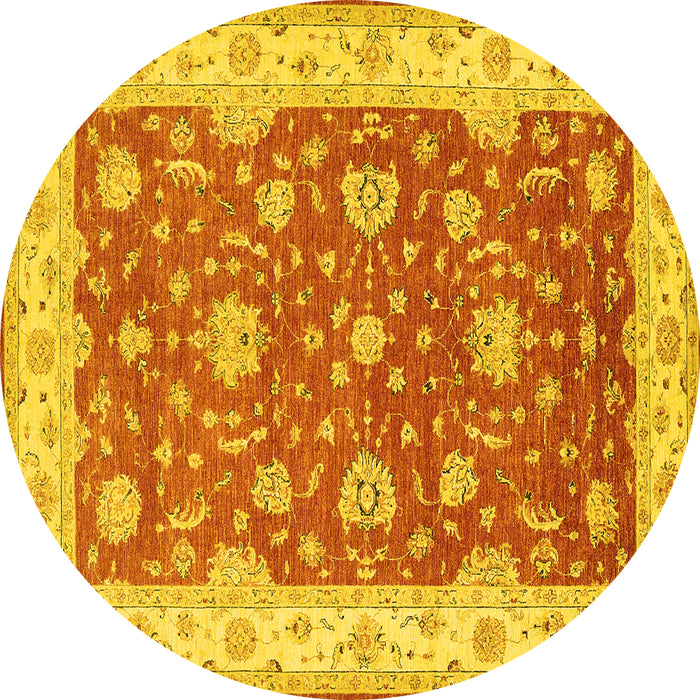 Round Persian Yellow Traditional Rug, tr1821yw