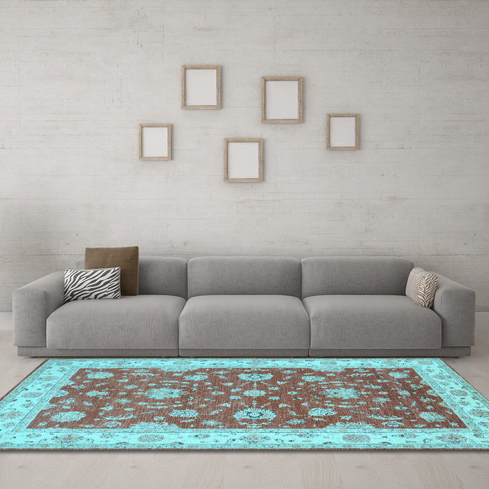 Machine Washable Persian Light Blue Traditional Rug in a Living Room, wshtr1821lblu