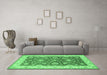 Machine Washable Persian Emerald Green Traditional Area Rugs in a Living Room,, wshtr1821emgrn