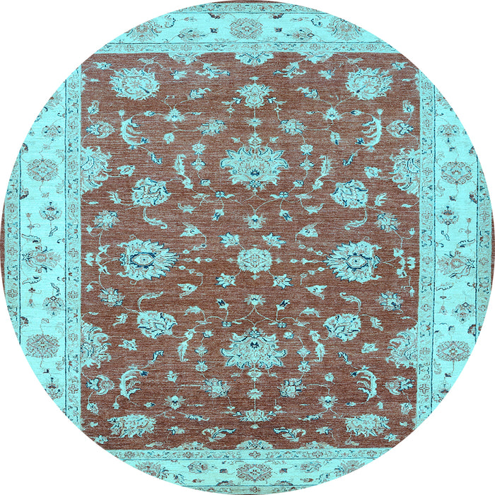 Round Machine Washable Persian Light Blue Traditional Rug, wshtr1821lblu
