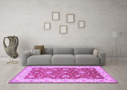 Machine Washable Persian Purple Traditional Area Rugs in a Living Room, wshtr1821pur