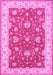 Machine Washable Persian Pink Traditional Rug, wshtr1821pnk