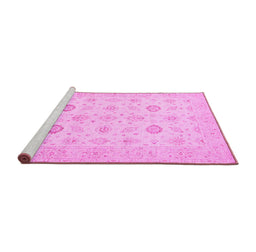 Sideview of Machine Washable Persian Pink Traditional Rug, wshtr1822pnk