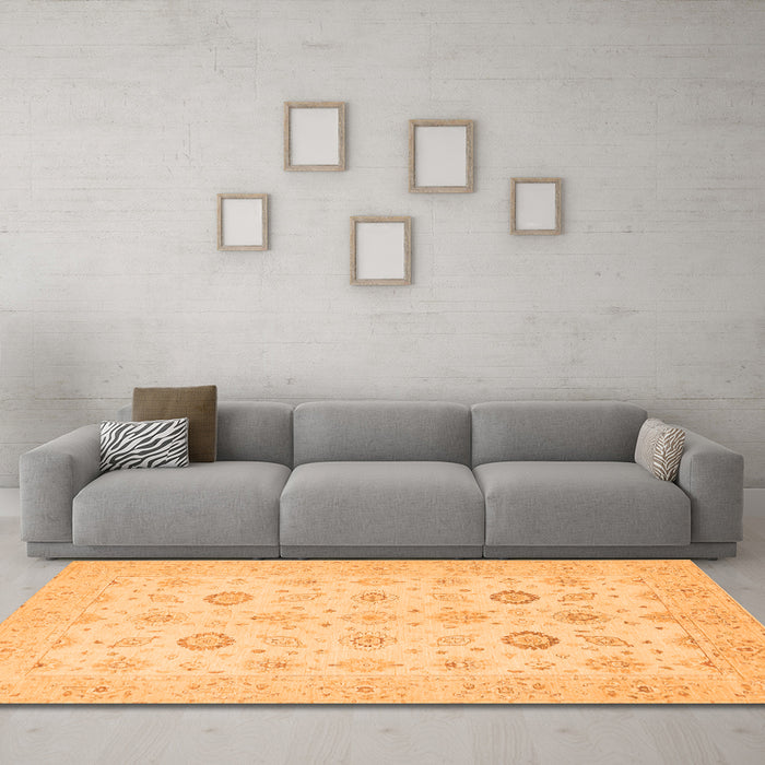 Machine Washable Persian Orange Traditional Area Rugs in a Living Room, wshtr1822org