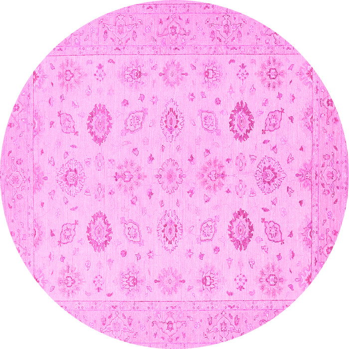 Round Machine Washable Persian Pink Traditional Rug, wshtr1822pnk