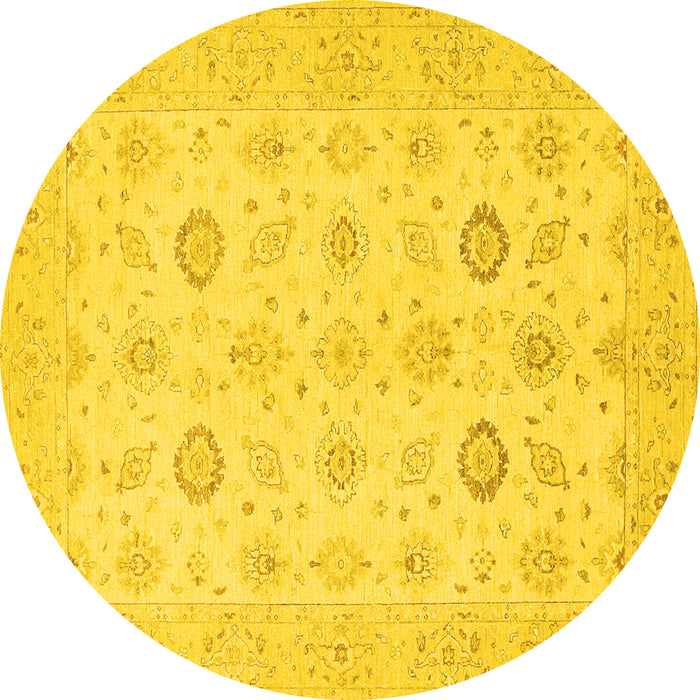 Round Machine Washable Persian Yellow Traditional Rug, wshtr1822yw
