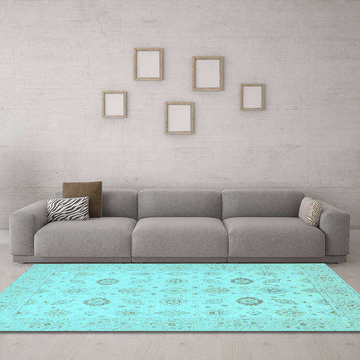 Machine Washable Persian Light Blue Traditional Rug in a Living Room, wshtr1822lblu