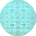 Round Persian Light Blue Traditional Rug, tr1822lblu