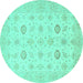 Round Machine Washable Persian Turquoise Traditional Area Rugs, wshtr1822turq