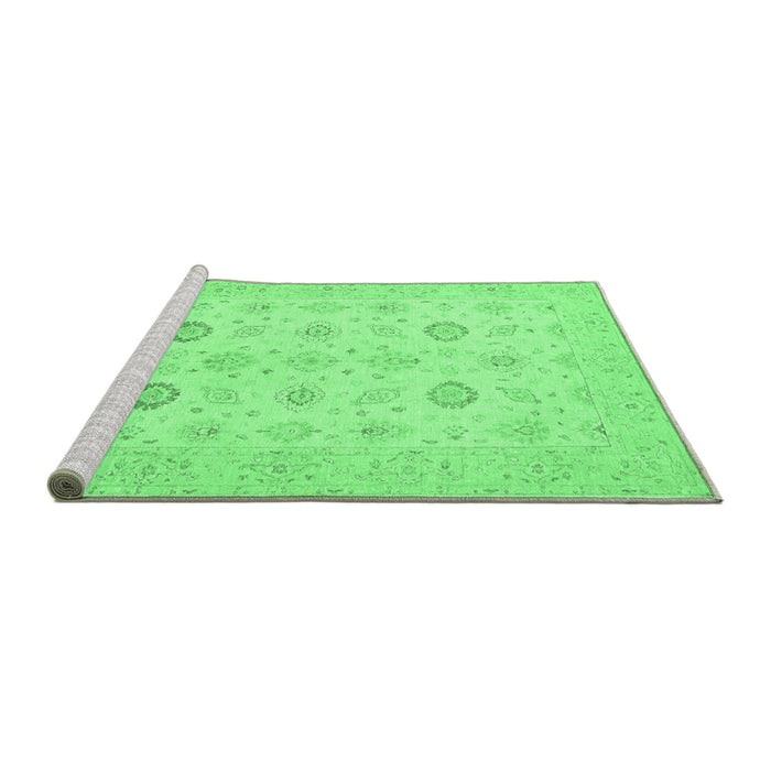 Sideview of Machine Washable Persian Emerald Green Traditional Area Rugs, wshtr1822emgrn