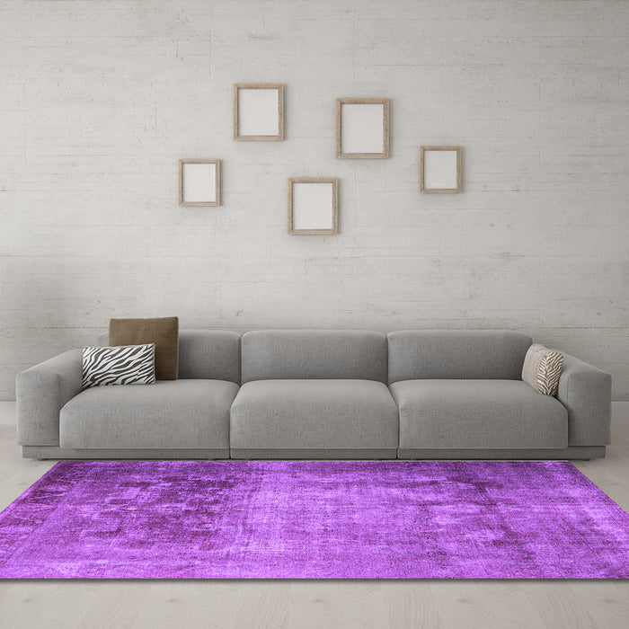 Machine Washable Persian Purple Traditional Area Rugs in a Living Room, wshtr1823pur