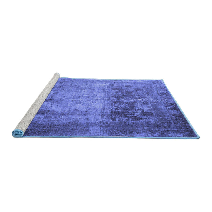 Sideview of Machine Washable Persian Blue Traditional Rug, wshtr1823blu