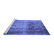 Sideview of Machine Washable Persian Blue Traditional Rug, wshtr1823blu