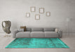 Machine Washable Persian Turquoise Traditional Area Rugs in a Living Room,, wshtr1823turq