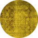 Round Persian Yellow Traditional Rug, tr1823yw