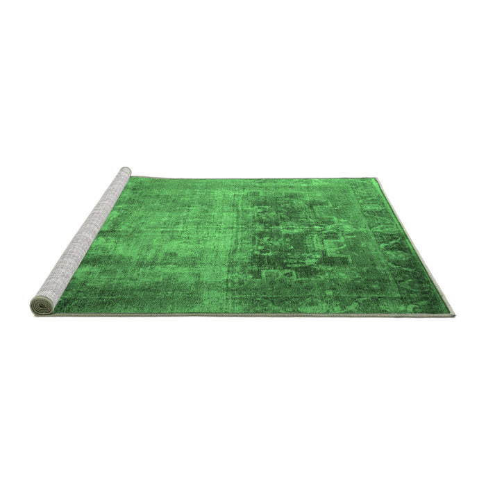Sideview of Machine Washable Persian Emerald Green Traditional Area Rugs, wshtr1823emgrn