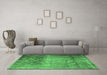 Machine Washable Persian Emerald Green Traditional Area Rugs in a Living Room,, wshtr1823emgrn