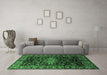 Machine Washable Persian Emerald Green Traditional Area Rugs in a Living Room,, wshtr1824emgrn