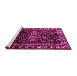 Sideview of Machine Washable Persian Pink Traditional Rug, wshtr1824pnk