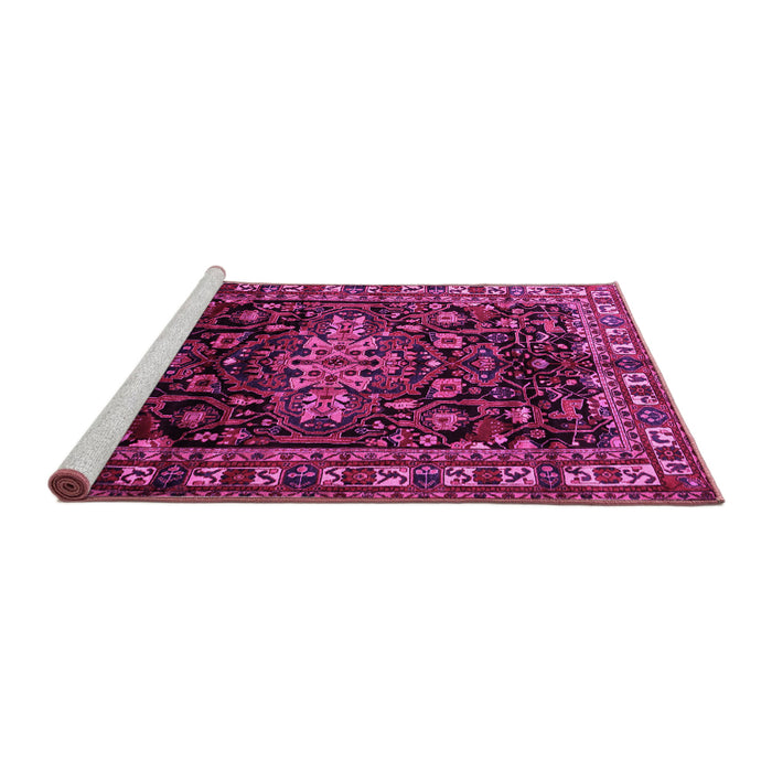Sideview of Machine Washable Persian Pink Traditional Rug, wshtr1824pnk