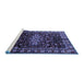 Sideview of Machine Washable Persian Blue Traditional Rug, wshtr1824blu