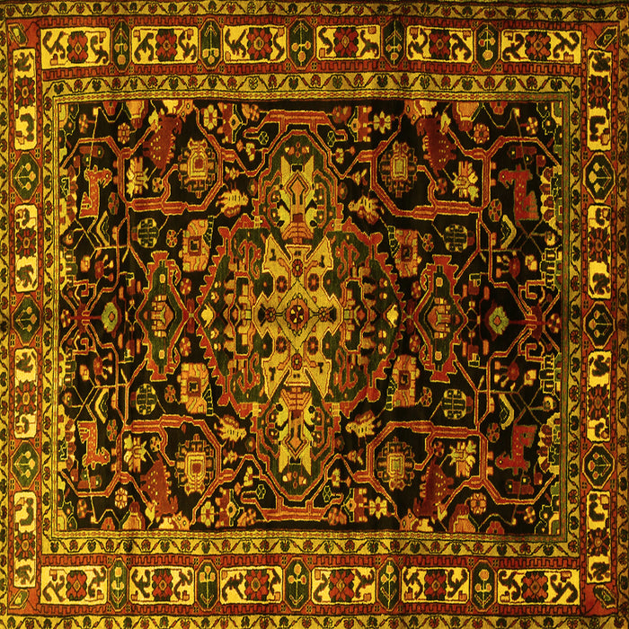 Square Machine Washable Persian Yellow Traditional Rug, wshtr1824yw