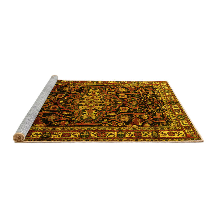 Sideview of Machine Washable Persian Yellow Traditional Rug, wshtr1824yw