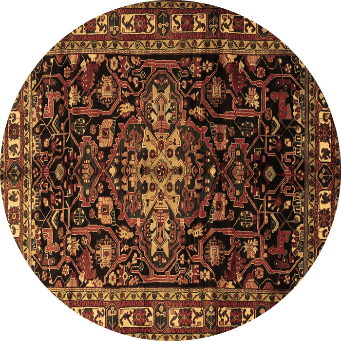 Round Persian Brown Traditional Rug, tr1824brn