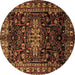 Round Persian Brown Traditional Rug, tr1824brn
