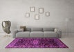 Machine Washable Persian Purple Traditional Area Rugs in a Living Room, wshtr1824pur