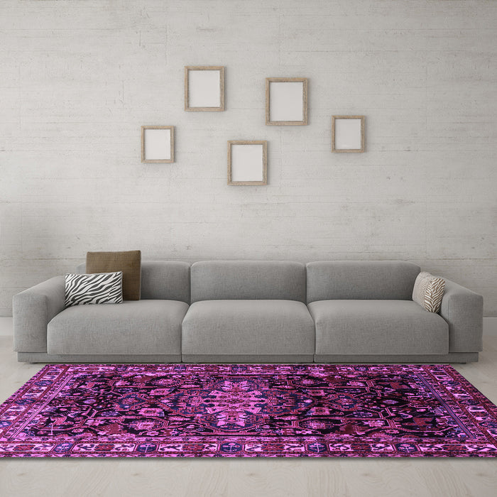 Machine Washable Persian Purple Traditional Area Rugs in a Living Room, wshtr1824pur