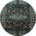 Round Persian Light Blue Traditional Rug, tr1824lblu