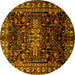 Round Machine Washable Persian Yellow Traditional Rug, wshtr1824yw