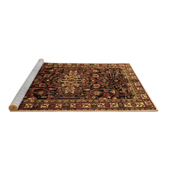 Sideview of Machine Washable Persian Brown Traditional Rug, wshtr1824brn