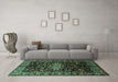 Machine Washable Persian Turquoise Traditional Area Rugs in a Living Room,, wshtr1824turq