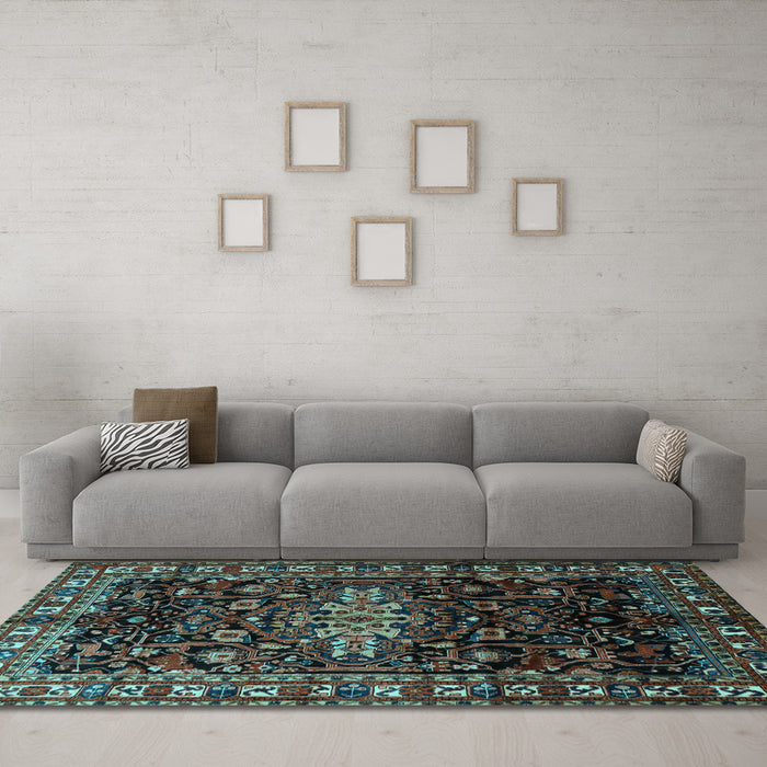Machine Washable Persian Light Blue Traditional Rug in a Living Room, wshtr1824lblu