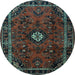 Round Machine Washable Persian Light Blue Traditional Rug, wshtr1825lblu