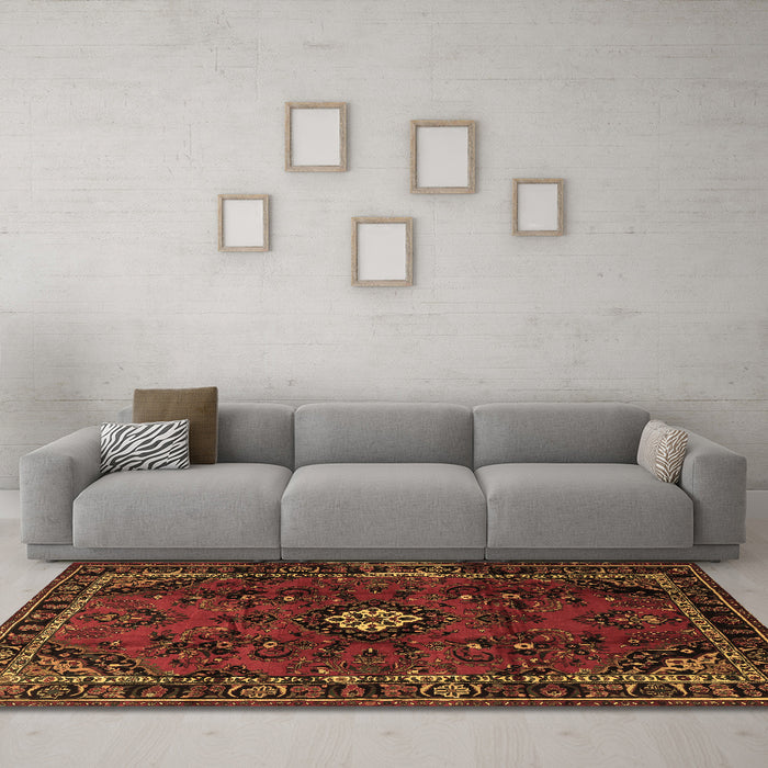 Machine Washable Persian Brown Traditional Rug in a Living Room,, wshtr1825brn
