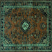 Square Machine Washable Persian Turquoise Traditional Area Rugs, wshtr1825turq