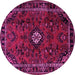 Round Machine Washable Persian Pink Traditional Rug, wshtr1825pnk