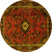 Round Machine Washable Persian Yellow Traditional Rug, wshtr1825yw