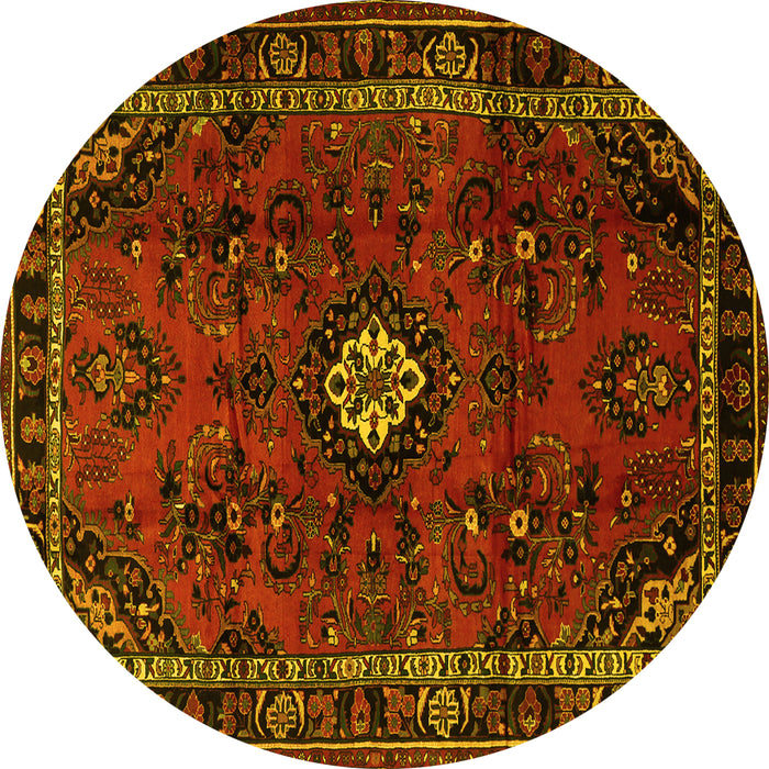 Round Persian Yellow Traditional Rug, tr1825yw