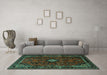 Machine Washable Persian Turquoise Traditional Area Rugs in a Living Room,, wshtr1825turq