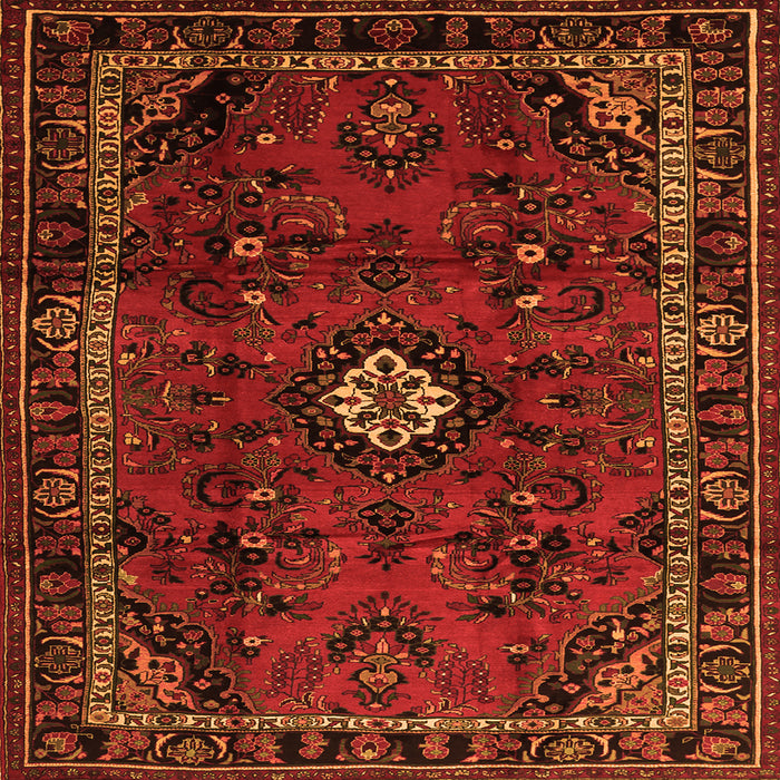 Round Machine Washable Persian Orange Traditional Area Rugs, wshtr1825org